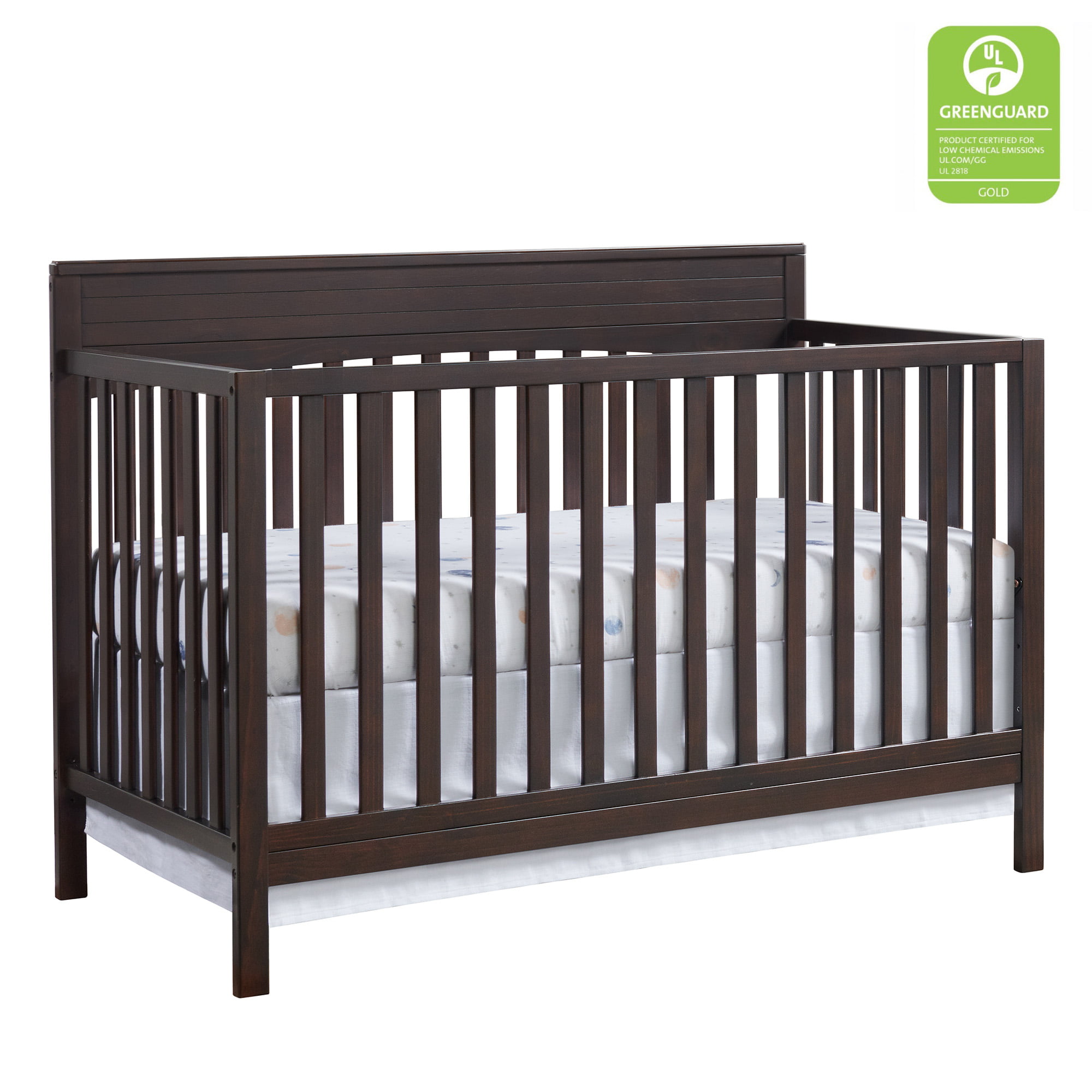 Oxford Baby Harper 4-in-1 Convertible Crib. Espresso Brown. GREENGUARD Gold Certified. Wooden Crib