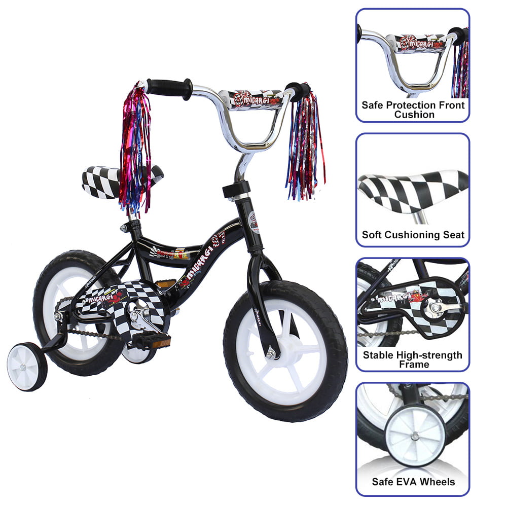 12 inch Kids Bike for 2-4 Years Old Kids. EVA Tires and Training Wheels