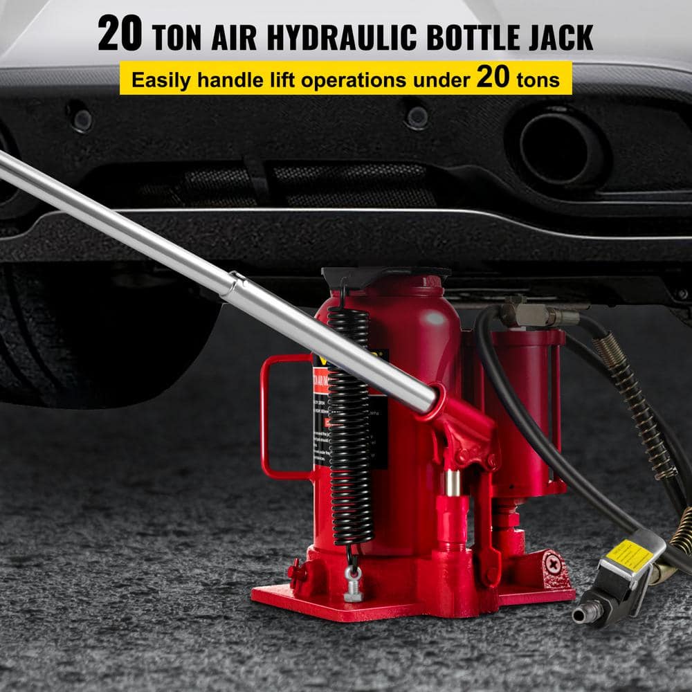 VEVOR QJD20TYYGSRD00001V0 20-Ton Bottle Red Air Hydraulic Bottle Jack Heavy-Duty Auto Truck Repair Lift Air Jack