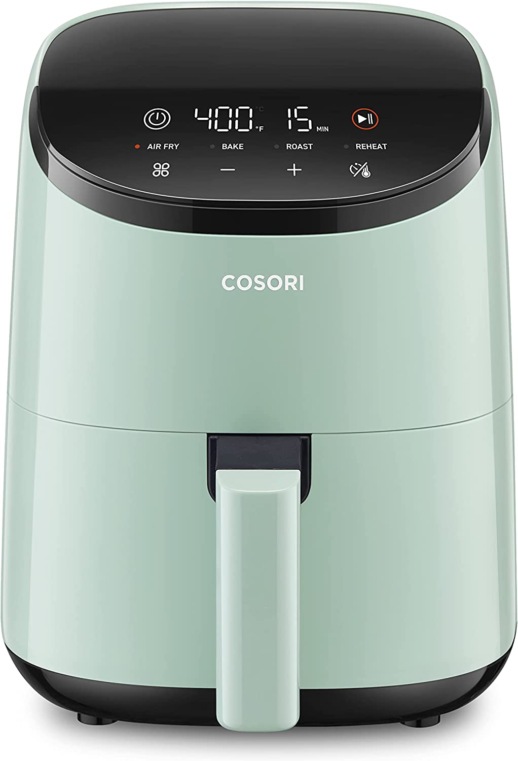 COSORI Small Air Fryer Oven 2.1 Qt. 4-in-1 Mini Airfryer. Bake. Roast. Reheat. Space-saving & Low-noise. Nonstick and Dishwasher Safe Basket. 97% less oil. Sticker with 6 Reference Guides. Green