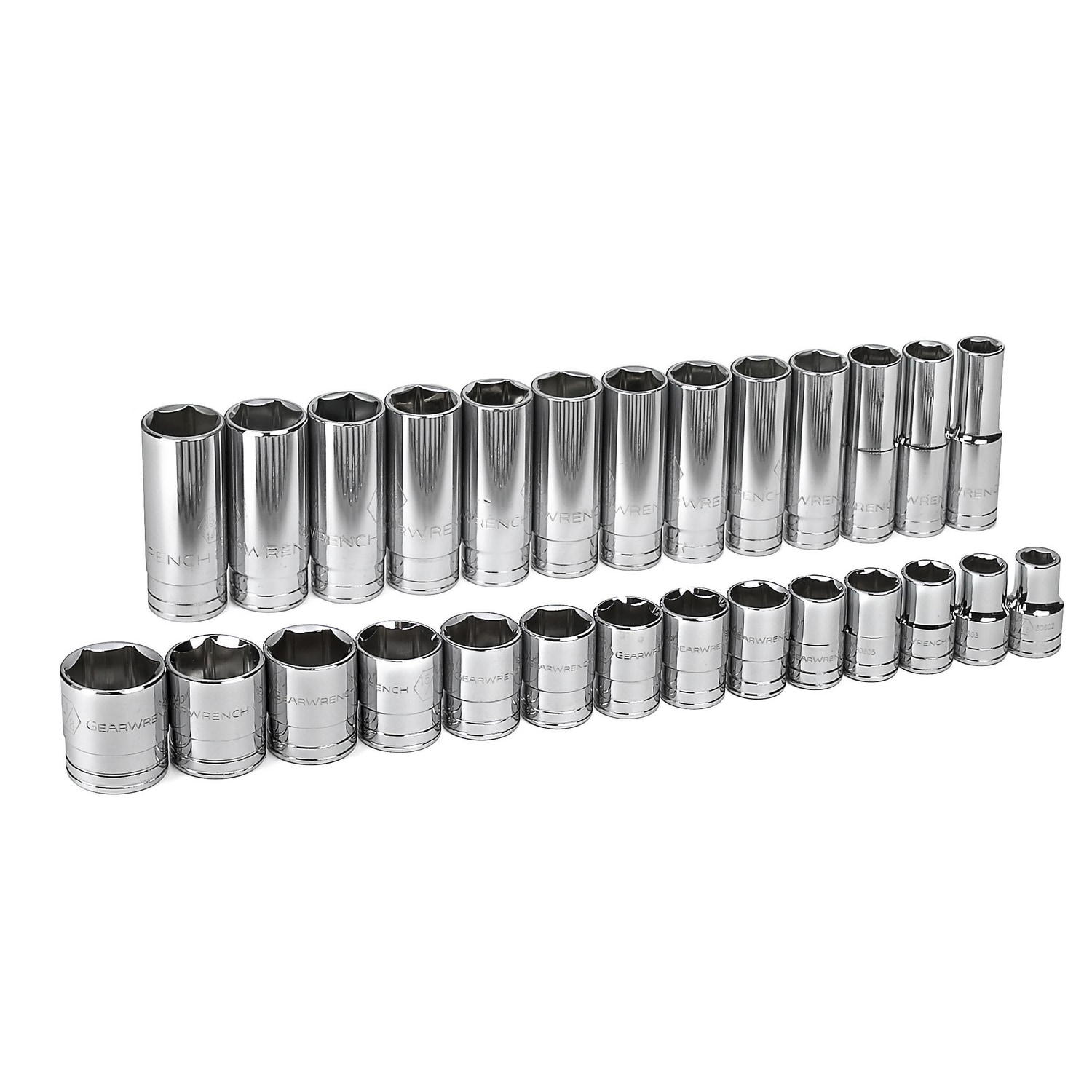 GEARWRENCH 27-Piece Standard (SAE) 1/2-in Drive 6-point Set Shallow/Deep Socket Set