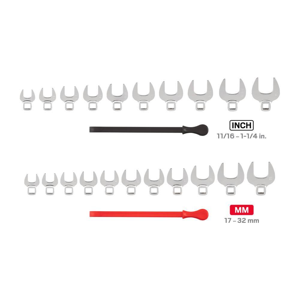 TEKTON WCF91601 1/2 in. Drive Crowfoot Wrench Set. 21-Piece (11/16 in. - 1-1/4 in.. 17 mm - 32 mm) Keys