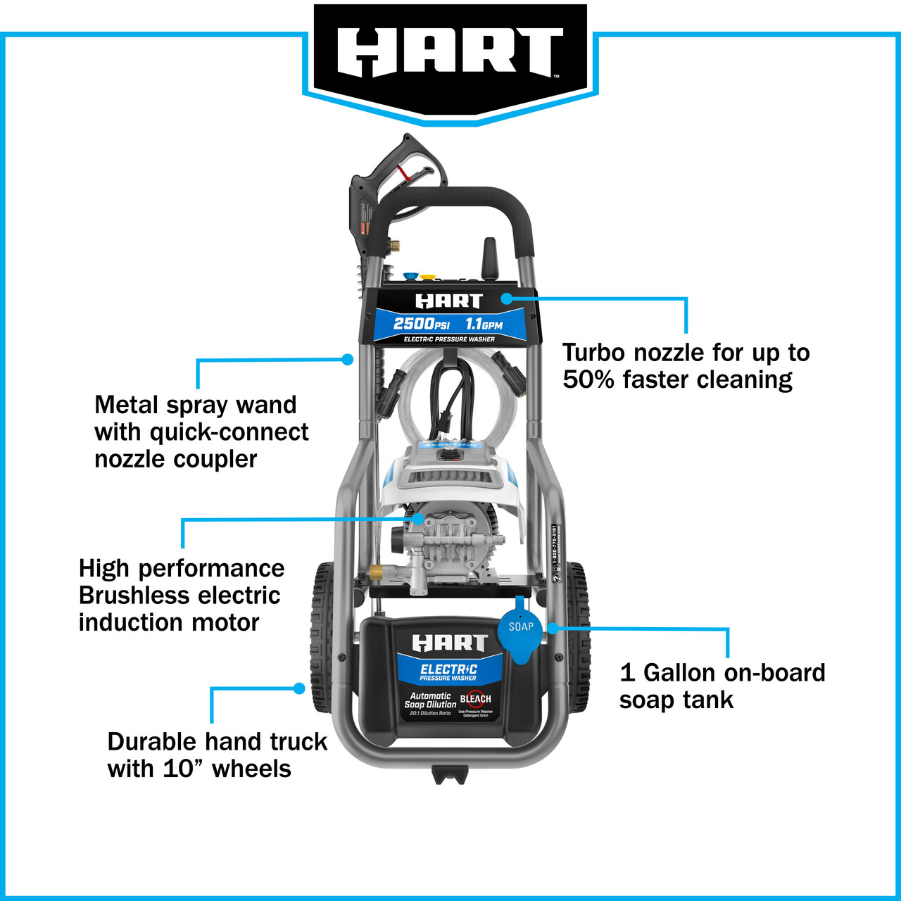 HART 2500 PSI Brushless Electric Pressure Washer