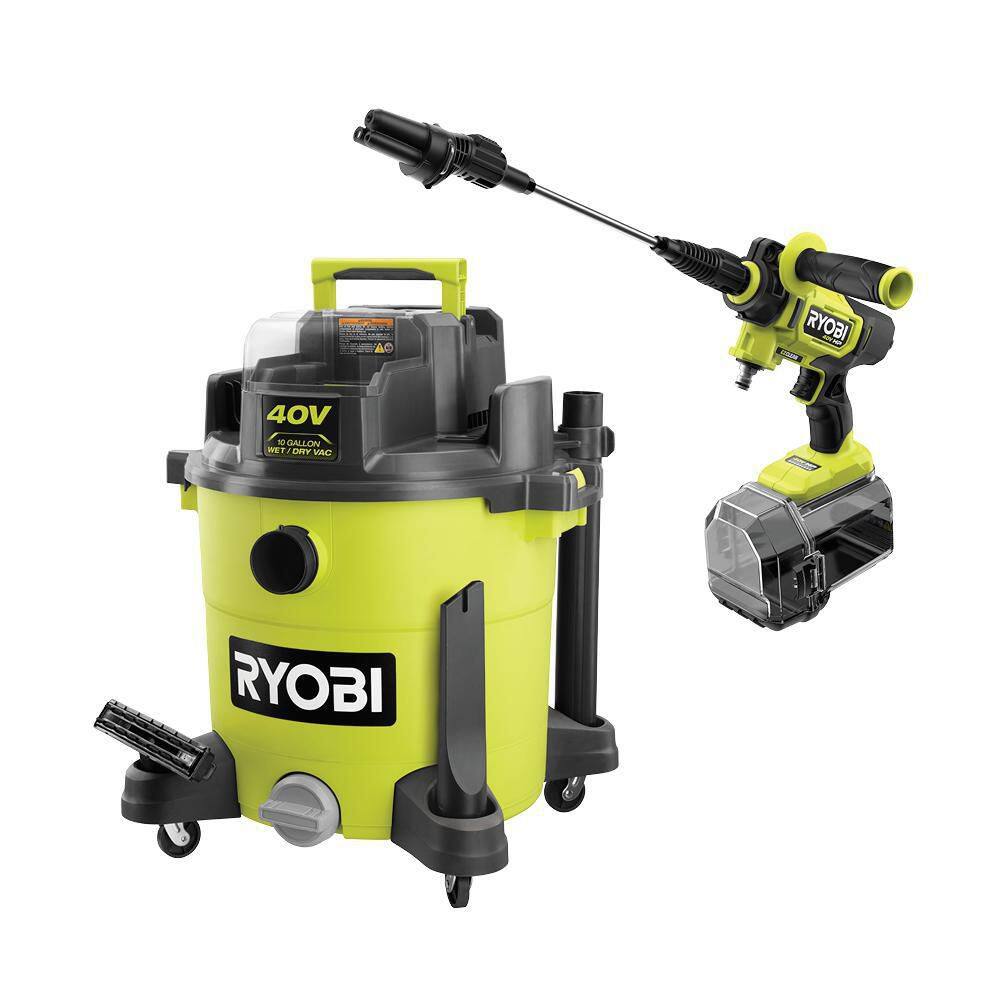RYOBI RY40WD01B-RY124050VNM 40V 10 Gal. Cordless Wet/Dry Vacuum with 40V HP Brushless EZClean 600 PSI Power Cleaner (Tools Only)