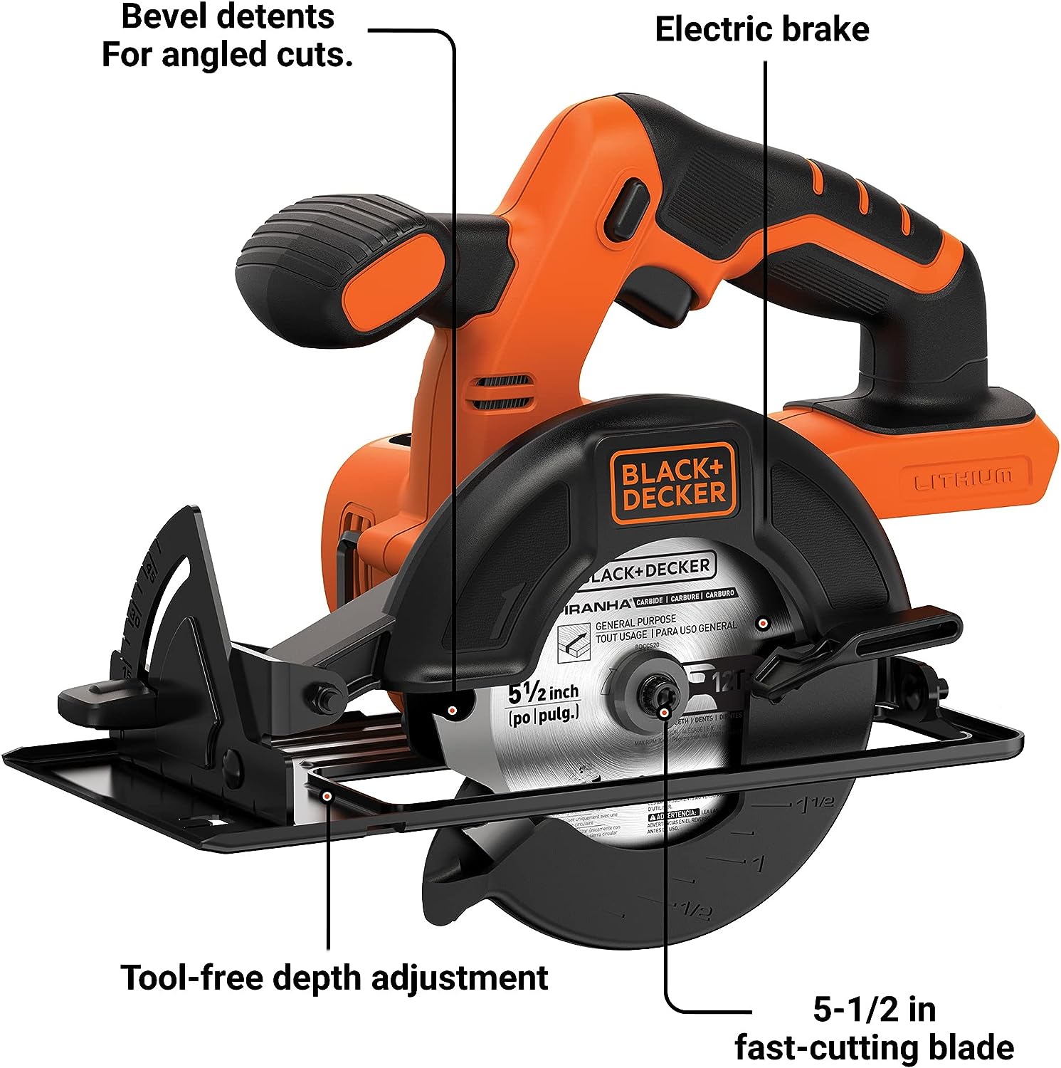BLACK+DECKER 20V MAX* POWERCONNECT 5-1/2 in. Cordless Circular Saw. Tool Only (BDCCS20B)