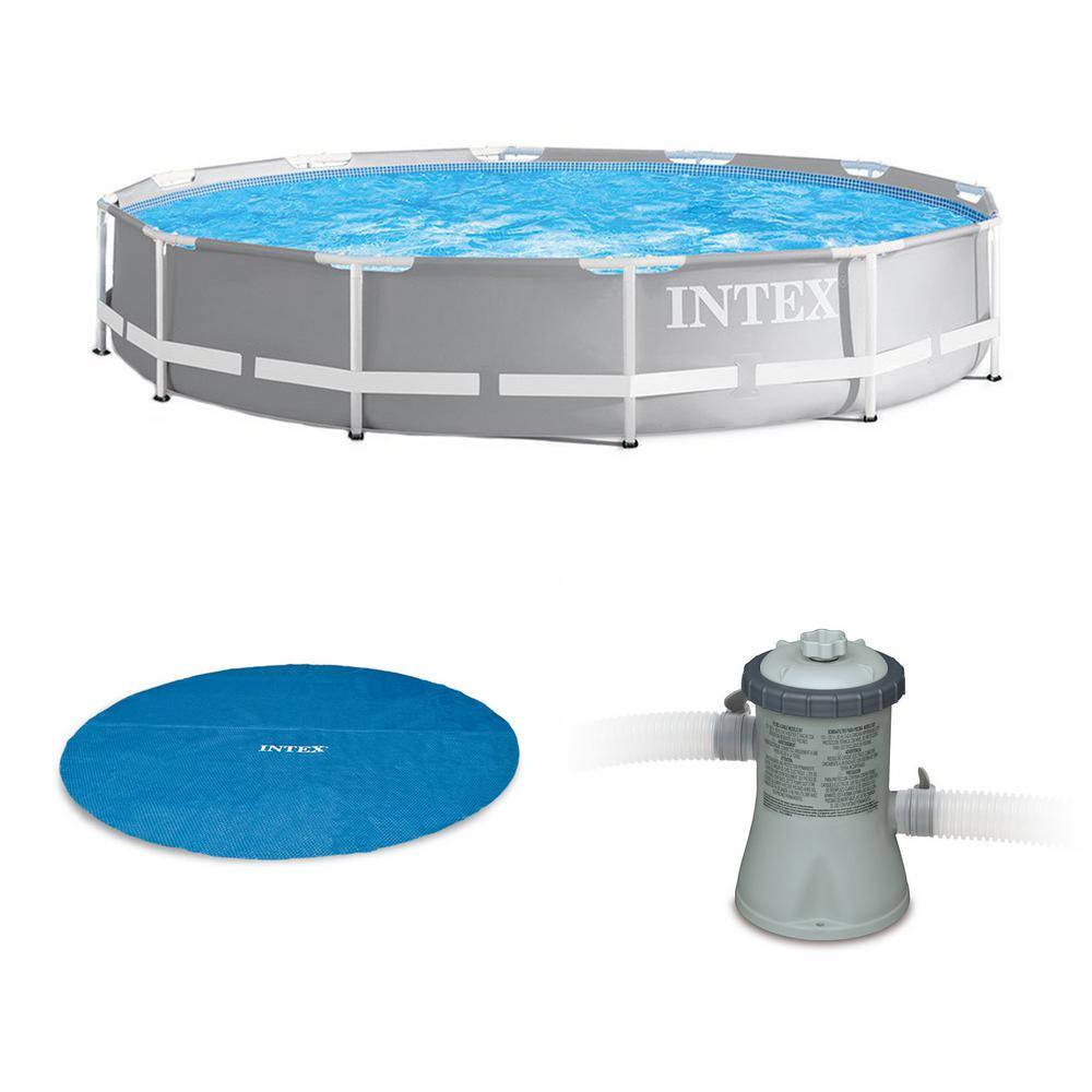 Intex 26710EH + 28012E + 28601EG + 2 x 29007E Intex 12 ft. x 30 in. Steel Frame Pool. Cover. Filter Pump. Cartridge (2-Pack)