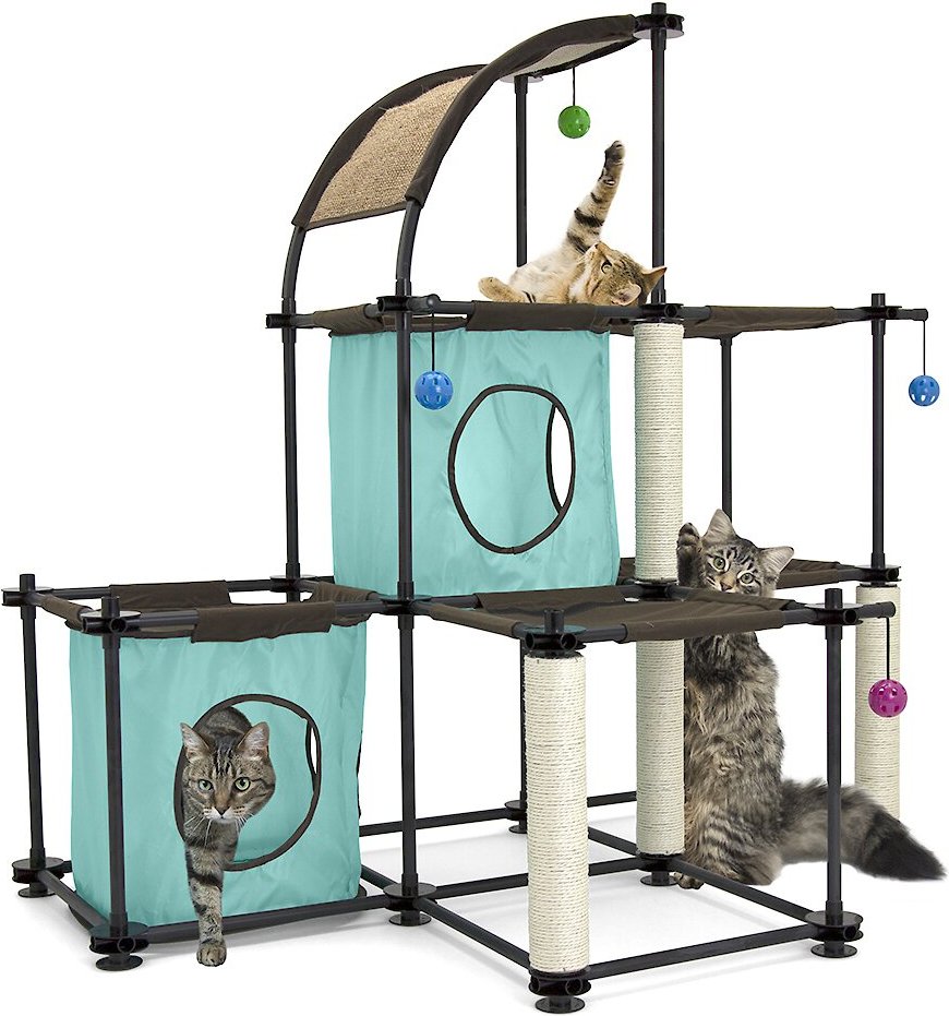 Kitty City Claw Mega Kit 46.75-in Faux Fleece Cat Tree & Condo. Green