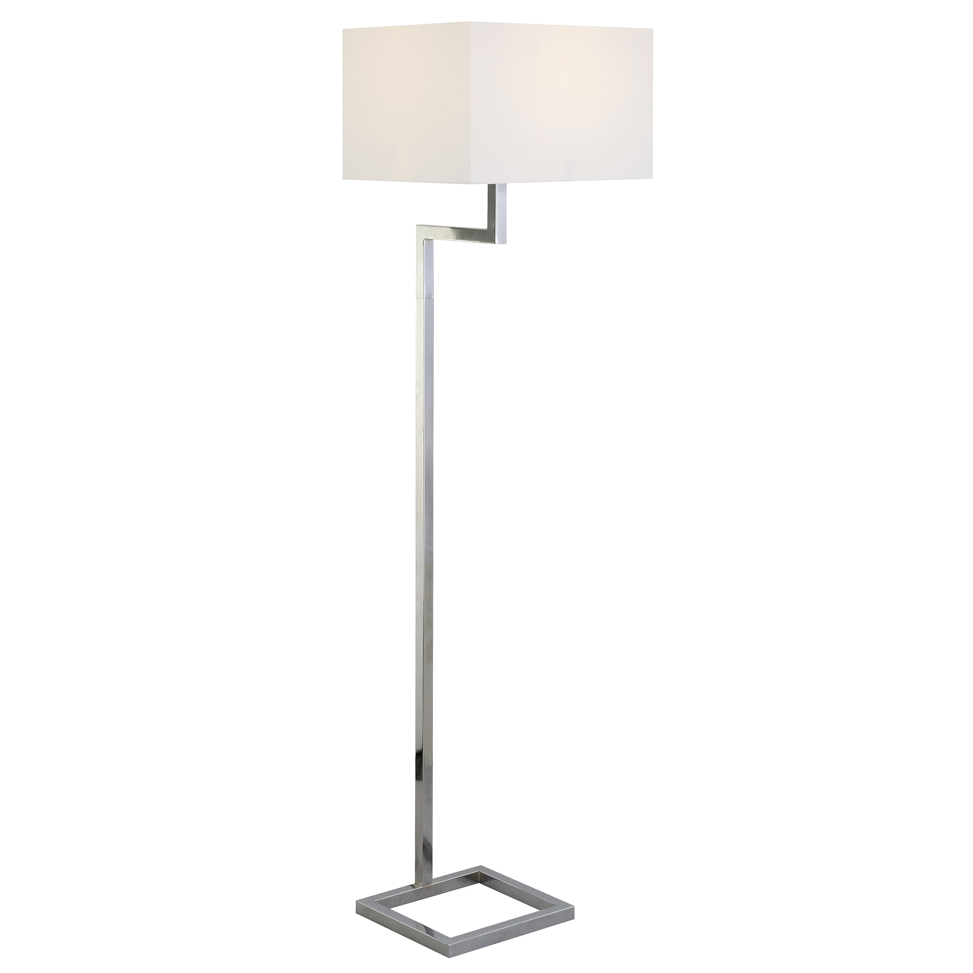 Evelyn&Zoe Modern Metal Floor Lamp. Polished Nickel