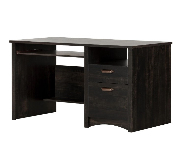 South Shore 46 in. Rubbed Black Rectangular 2 -Drawer Computer Desk with File Storage