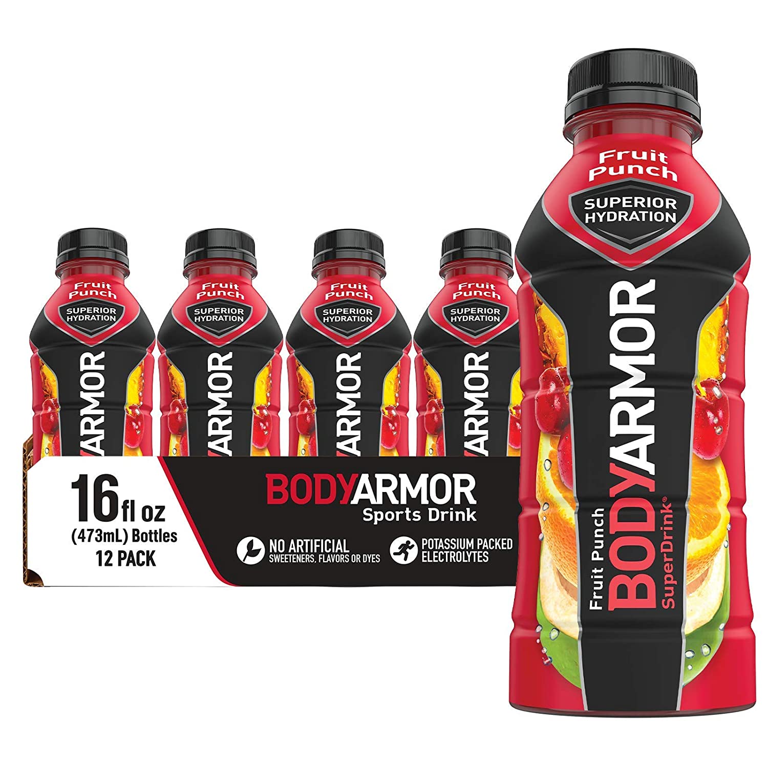 BODYARMOR Sports Drink Sports Beverage. Fruit Punch. Natural Flavors With Vitamins. Potassium-Packed