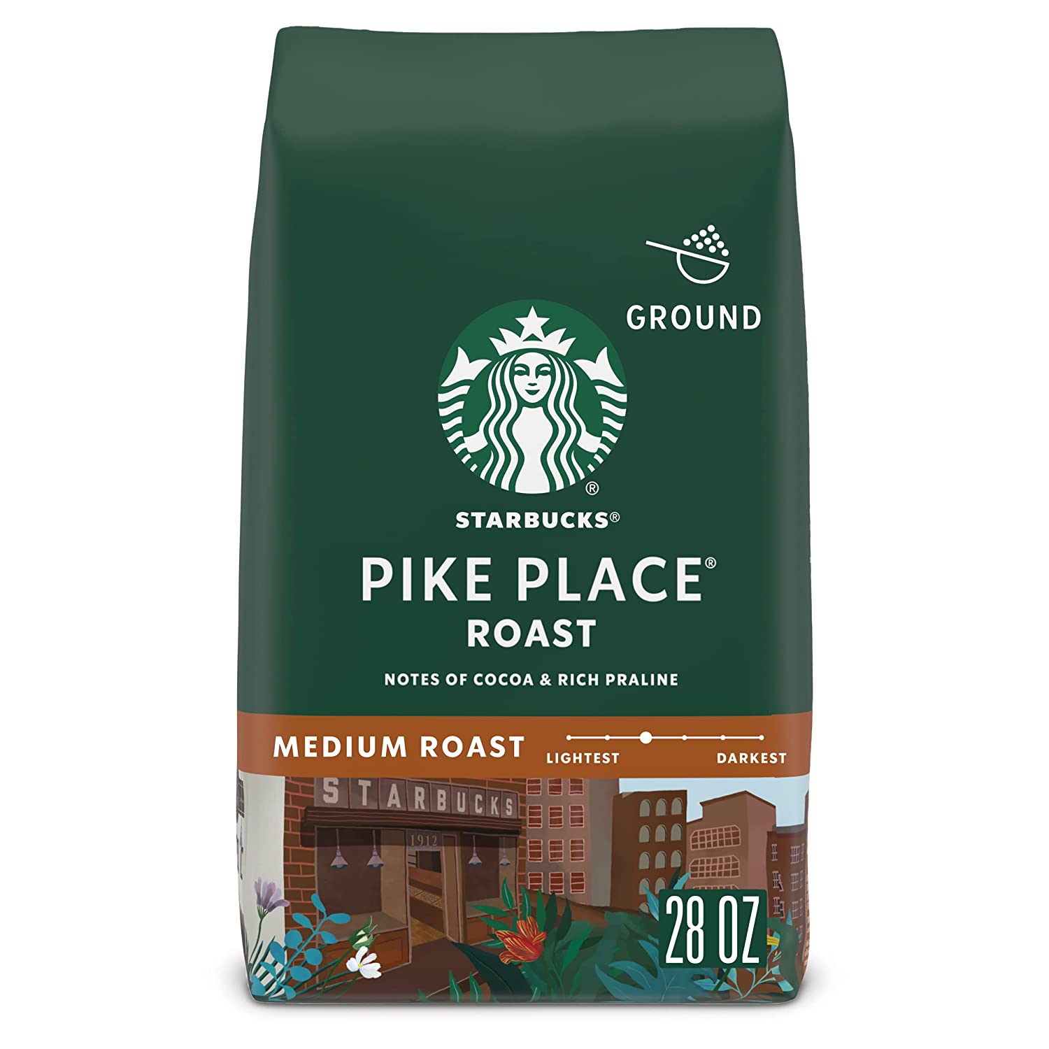 Starbucks Medium Roast Ground Coffee  Pike Place Roast 100% Arabica 1 bag (28 oz.)