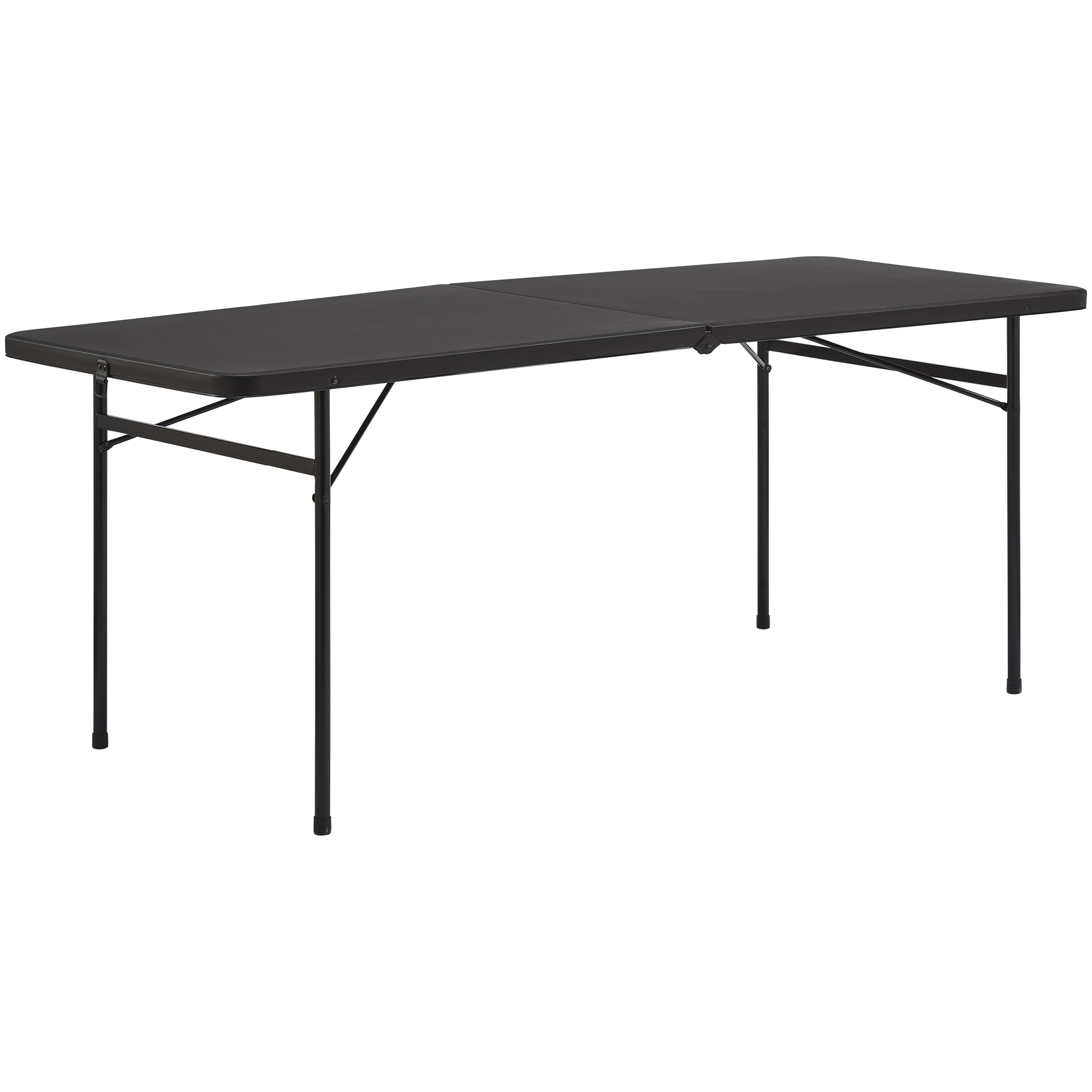 Mainstays 6 Foot Bi-Fold Plastic Folding Table. Black