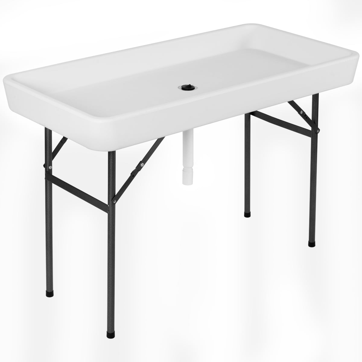 Costway 4 Foot Party Ice Folding Table Plastic with Matching Skirt White