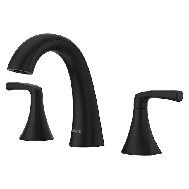 Pfister LF-049-RCHB Rancho Matte Black 2-handle Widespread WaterSense Mid-arc Bathroom Sink Faucet with Drain