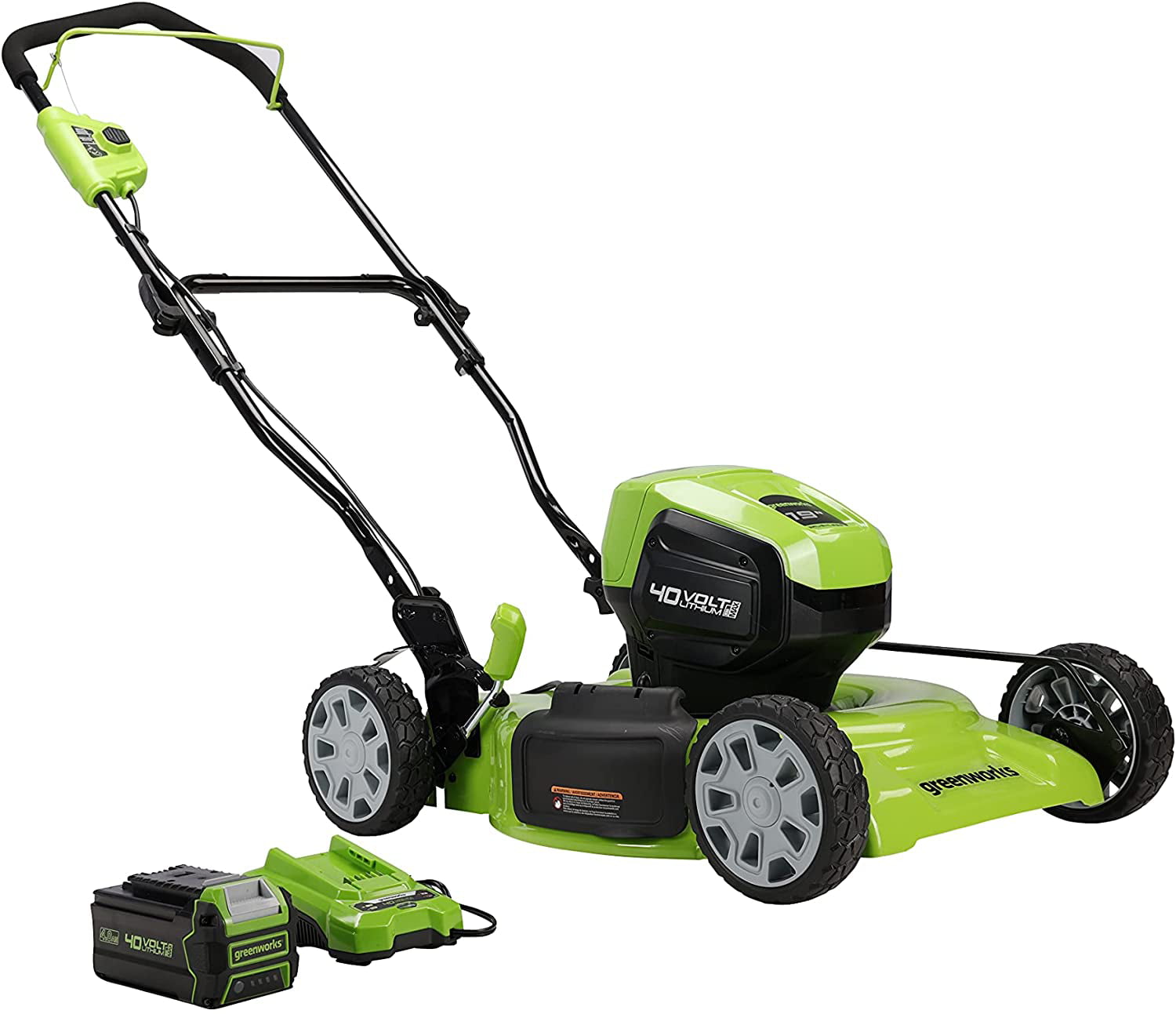 Greenworks 40V 19-inch Brushless Walk-Behind Lawn Mower W/ 4.0 Ah Battery and Charger. 2524902AZ