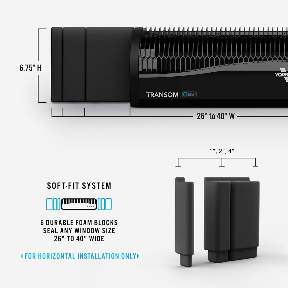 Vornado FA1-0137-06 Transom AE 26 in. 4-Speeds Window Fan with Alexa Reversible Exhaust Mode Weather Resistant Case Whole Room