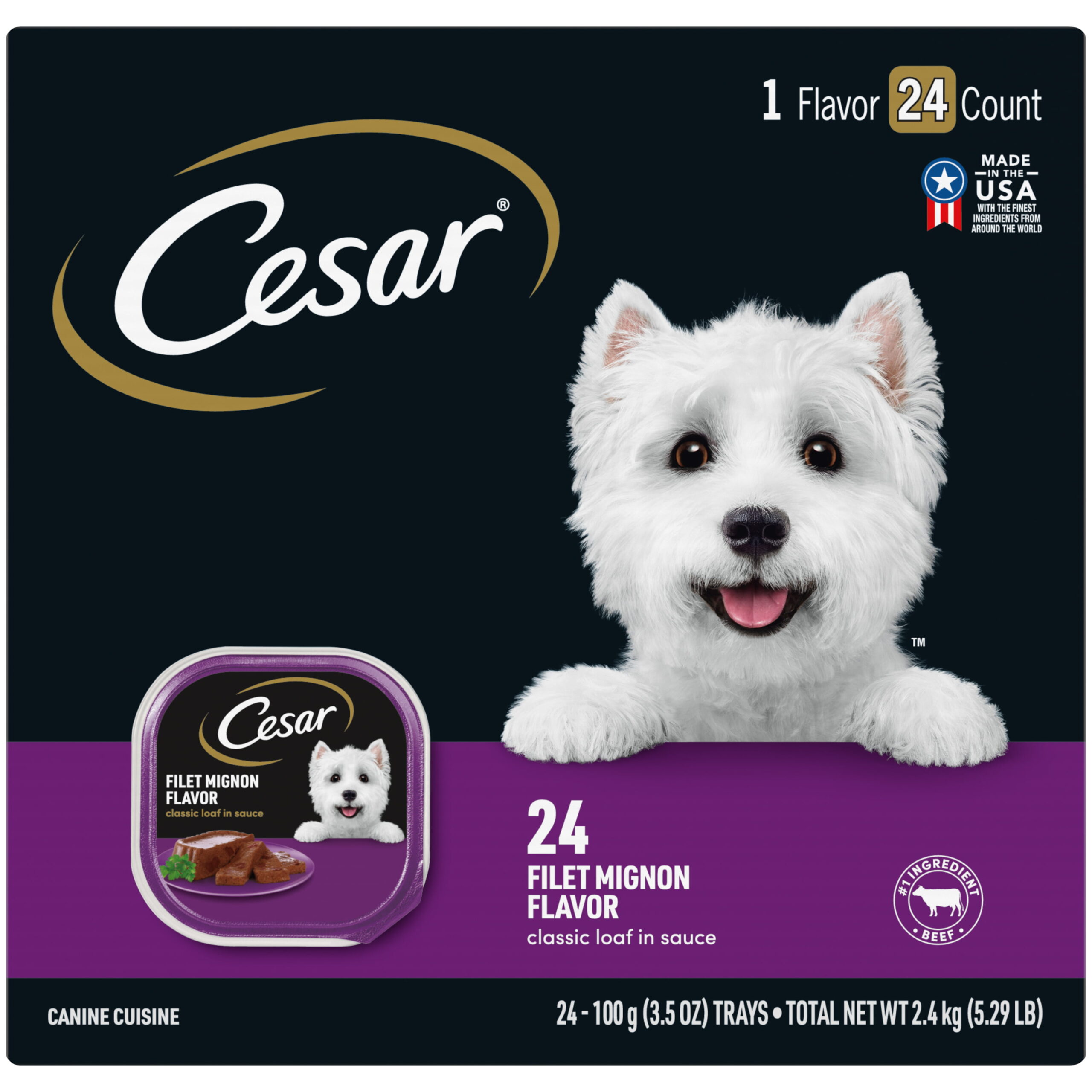 CESAR Classic Loaf in Sauce Filet Mignon Flavor Wet Dog Food Multipack. (24 Pack) 3.5 oz.Trays
