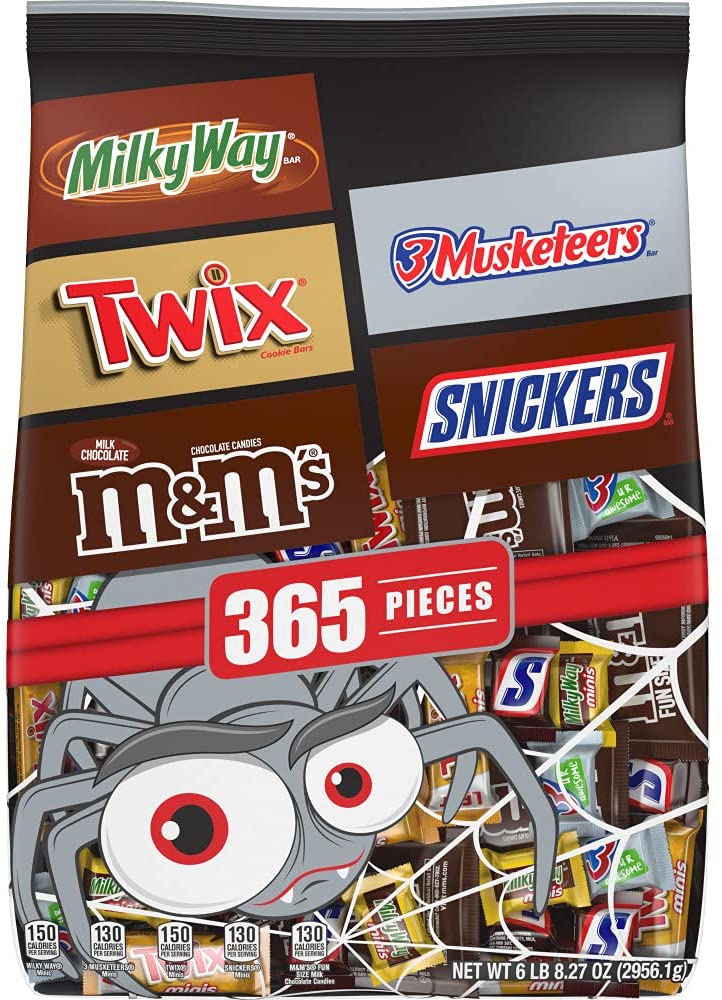 M&M-S. SNICKERS. TWIX. MILKY WAY & 3 MUSKETEERS Bulk Halloween Candy Assortment - 104.27oz/365ct
