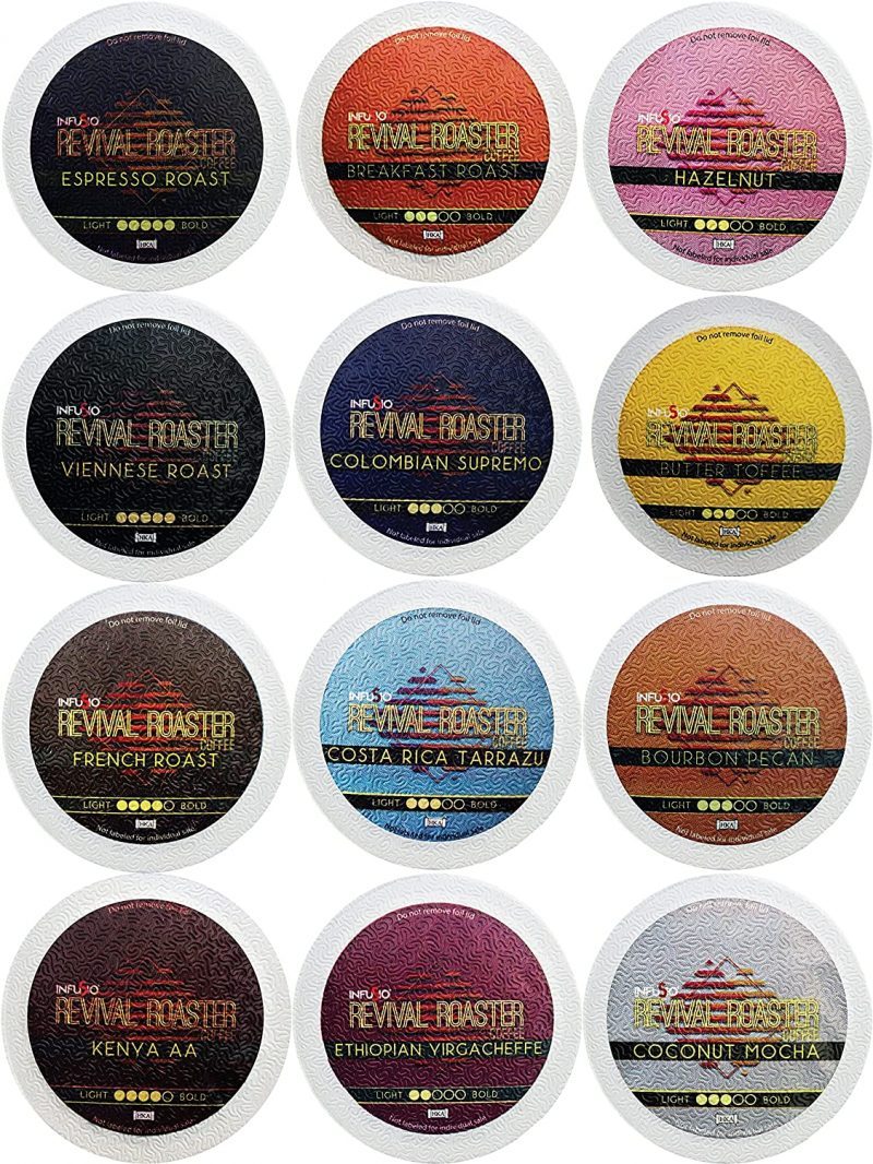 InfuSio Gourmet Roasted Coffee. Variety Pack Revival Roaster. 96-count