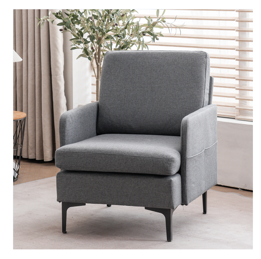 DISCOUNTTODAY  FCH Lounge Chair. Comfy Single Sofa Accent Chair for Bedroom Living Room Guestroom. Dark Grey