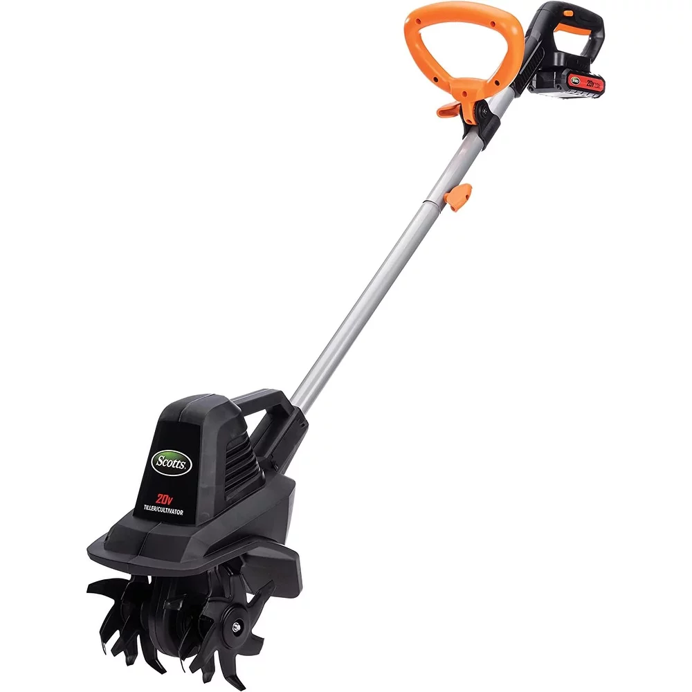 Scotts Outdoor Power Tools 20-Volt 7.5-Inch Cordless Garden Tiller Cultivator. Gray
