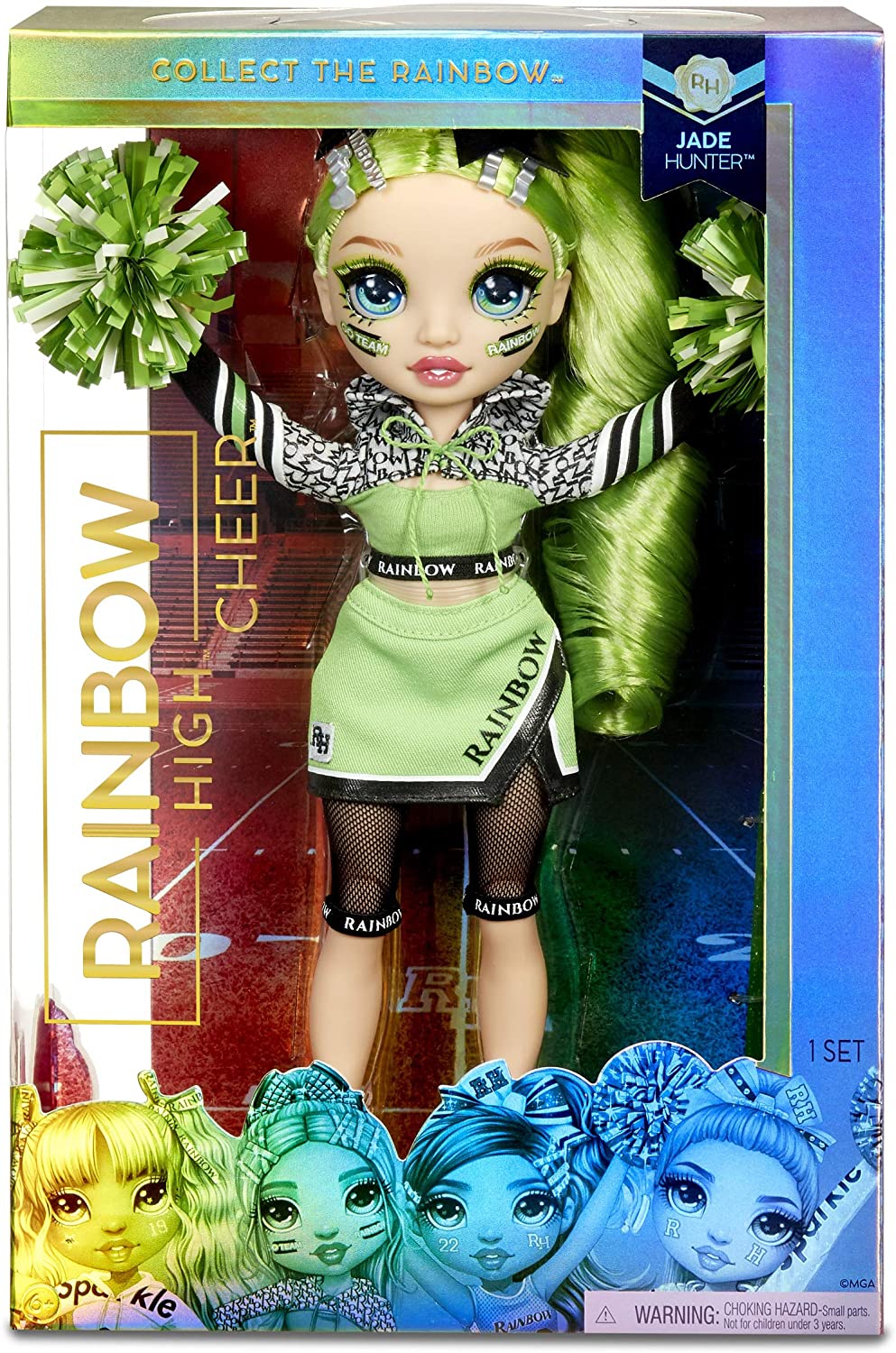 Rainbow High Cheer Jade Hunter – Cheerleader Fashion Doll. 2 Pom Poms