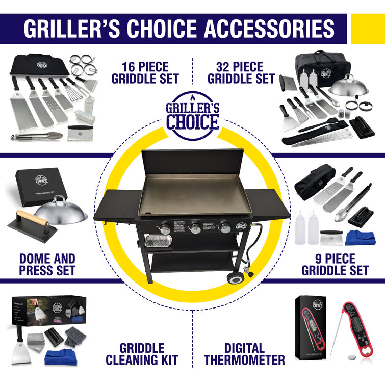 Grillers Choice 3 - Burner Flat Top Liquid Propane 36000 BTU Gas Grill