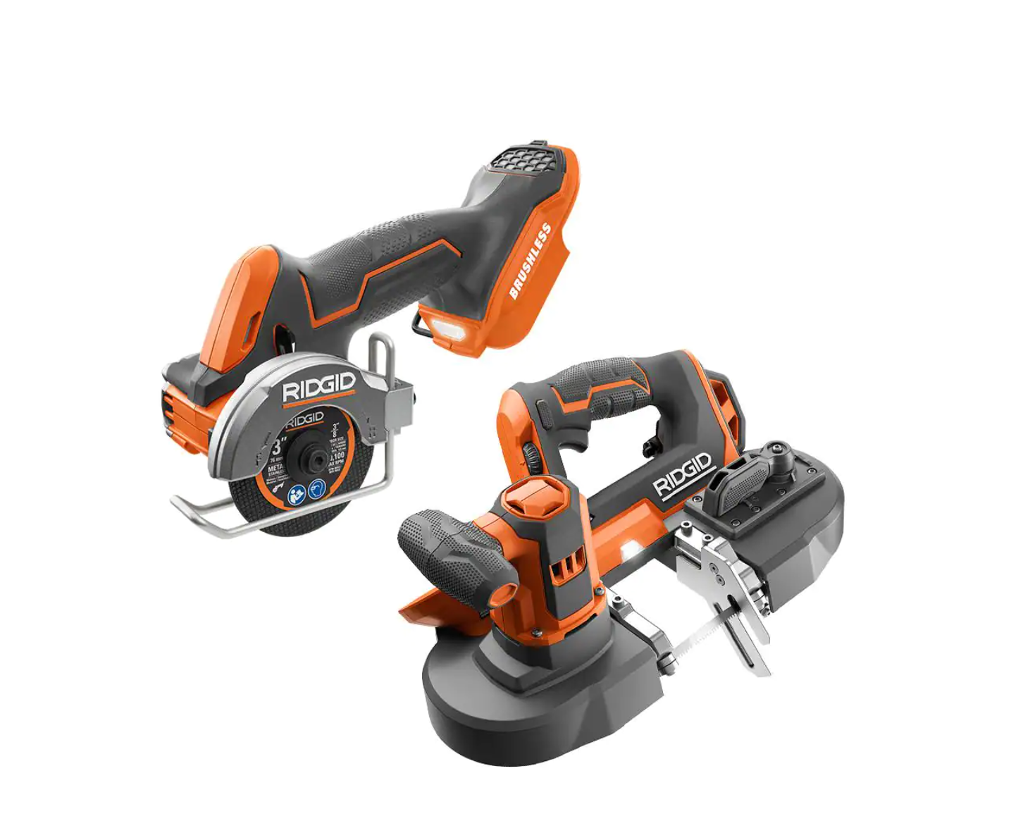RIDGID R87547B-R8604B 18V Cordless 2-Tool Combo Kit with SubCompact Brushless 3 in. Multi-Material Saw and Compact Band Saw (Tools Only)
