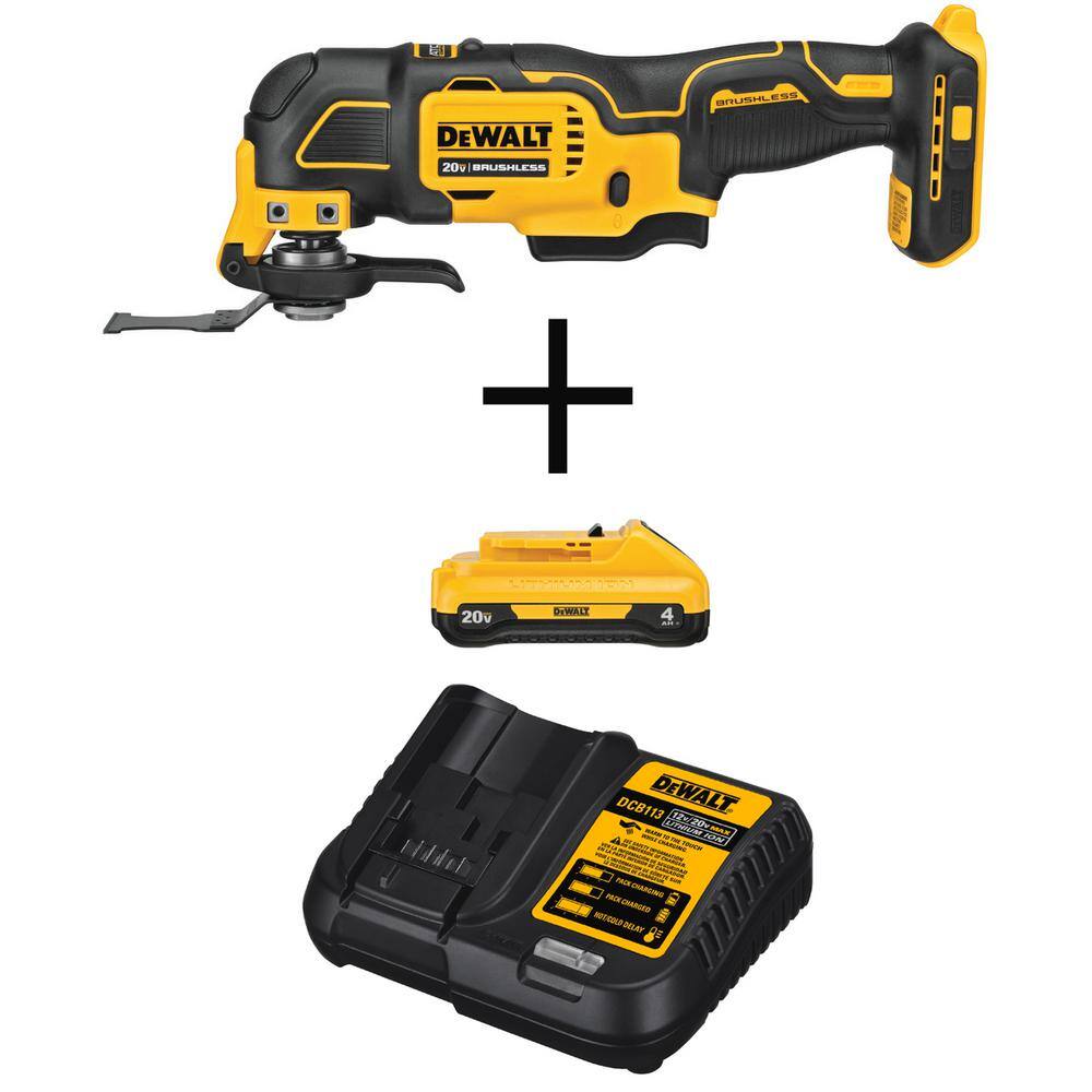 DEWALT DCS354BWDCB240C ATOMIC 20V MAX Cordless Brushless Oscillating Multi-Tool with 20V 4.0Ah Battery Pack  and Charger