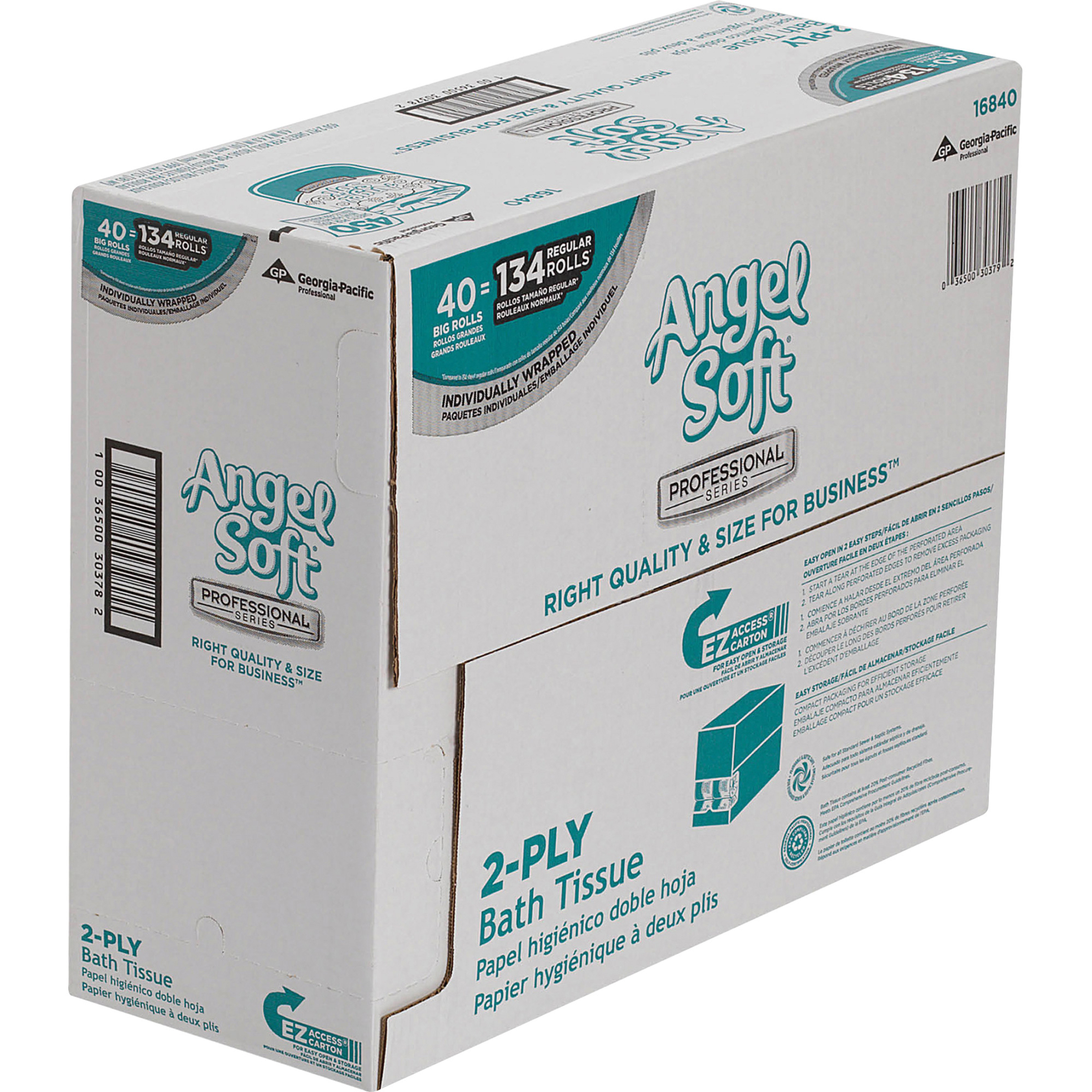 Angel Soft Professional Series. GPC16840. Embossed Toilet Paper. 40 per Carton. White