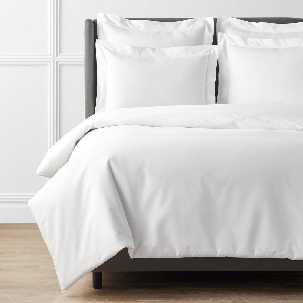 The Company Store  White Solid Supima Cotton Percale Queen Duvet Cover - Queen/White