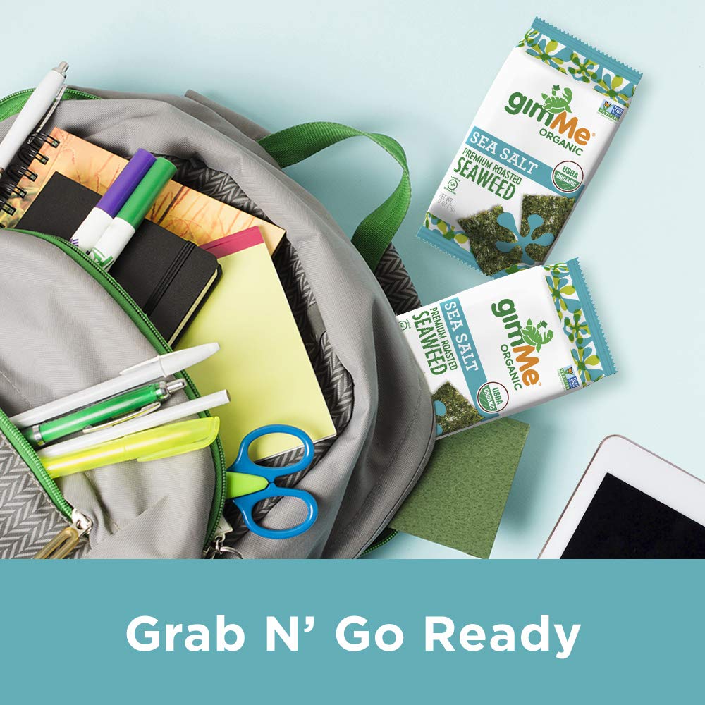 gimMe Organic Roasted Seaweed Sheets. Sea Salt. 20 Count. Sea Salt