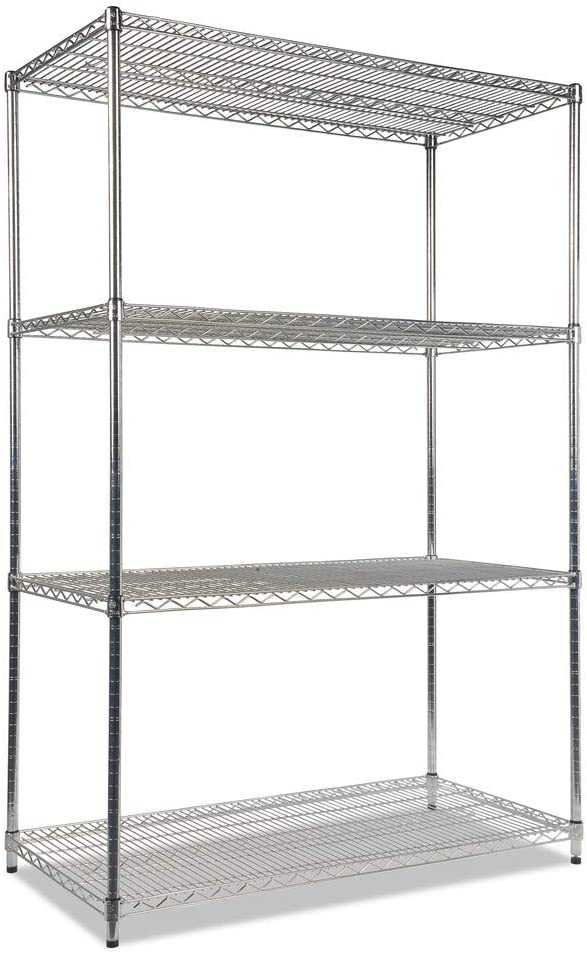 Alera ALESW504824SR Industrial Heavy-Duty Wire Shelving Starter Kit. 4-Shelf. 48″ x 24″ x 72″