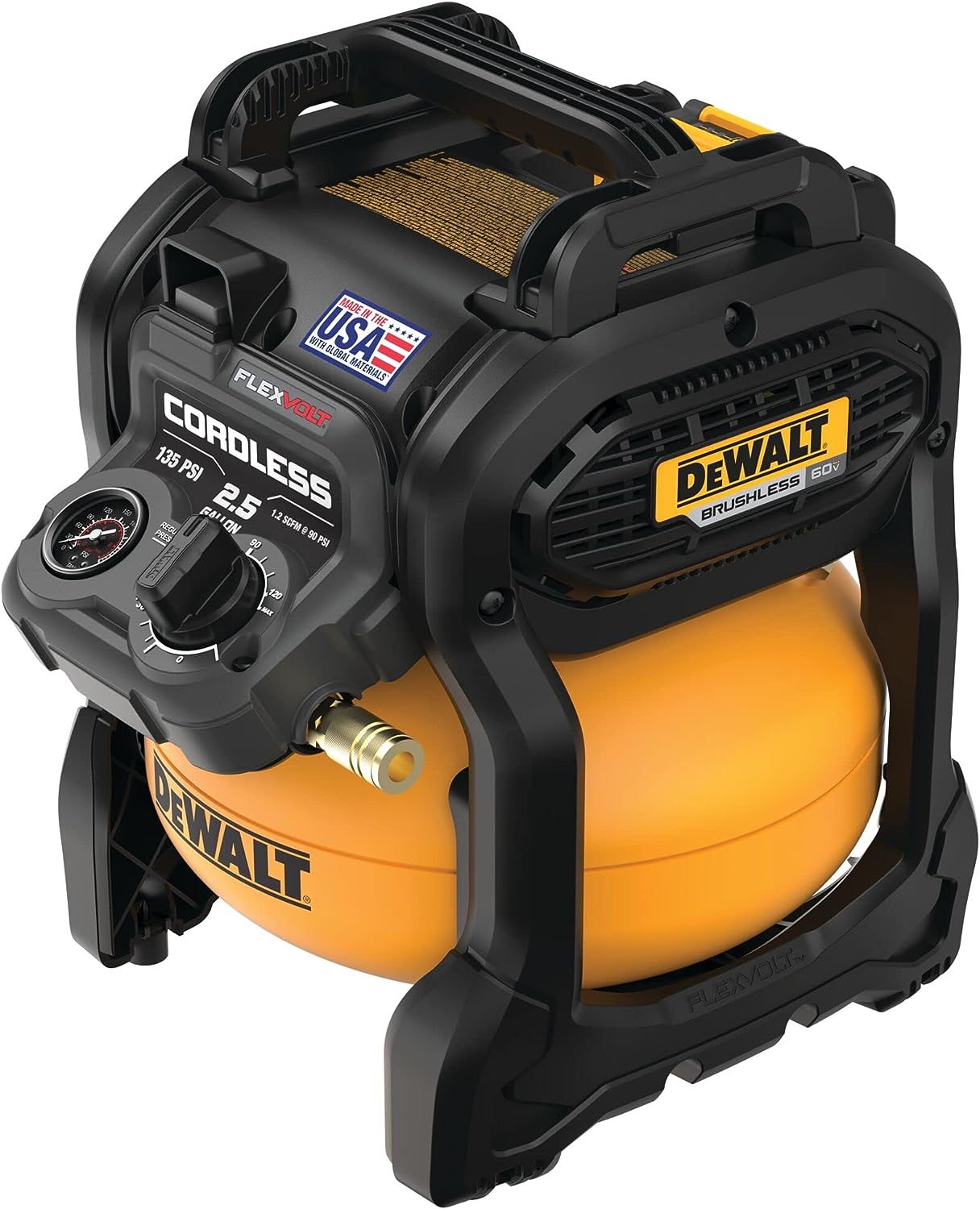 DEWALT FLEXVOLT 60V MAX* Air Compressor Kit. Cordless. 2.5 Gallon (DCC2560T1)