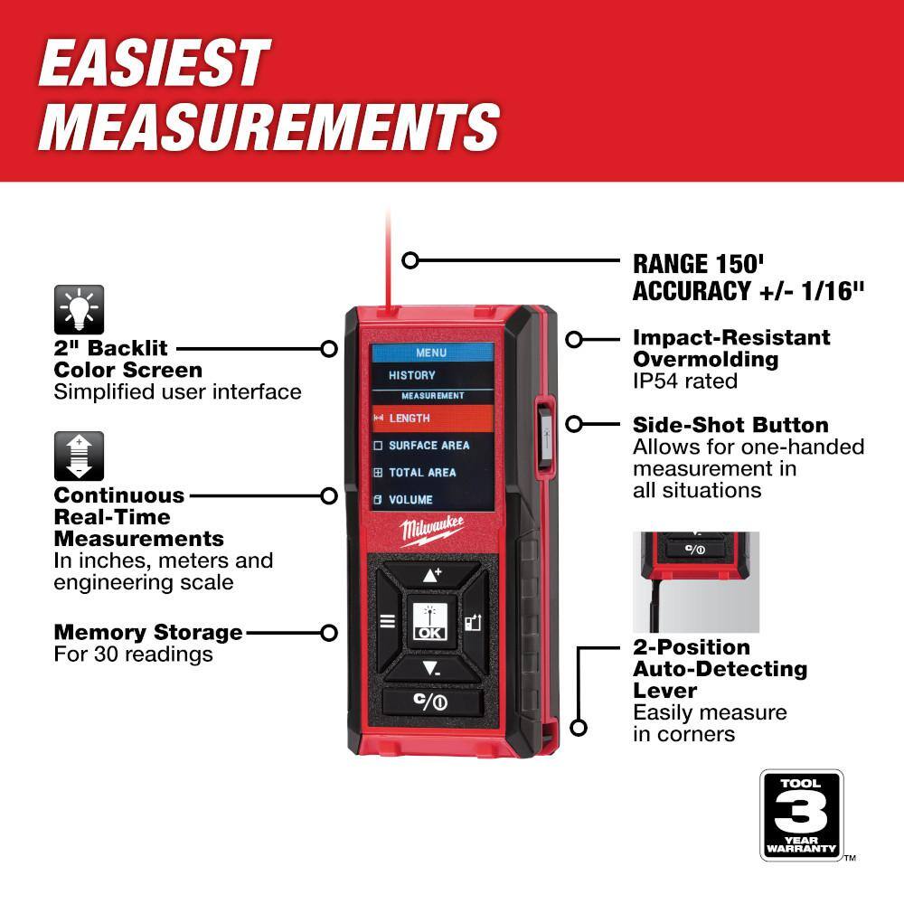 Milwaukee 48-22-9802 150 ft. Laser Distance Meter