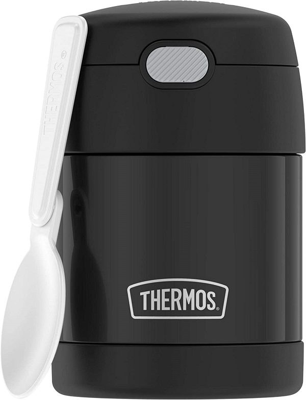 THERMOS FUNTAINER 10 Ounce Stainless Steel Vacuum Insulated Kids Food. Black