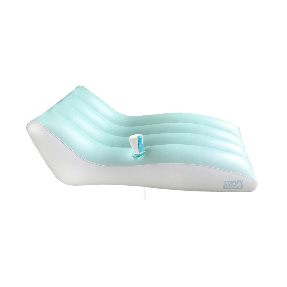 COMFY FLOATS Misting Chaise Lounger Inflatable Summertime Float for Water. Aqua