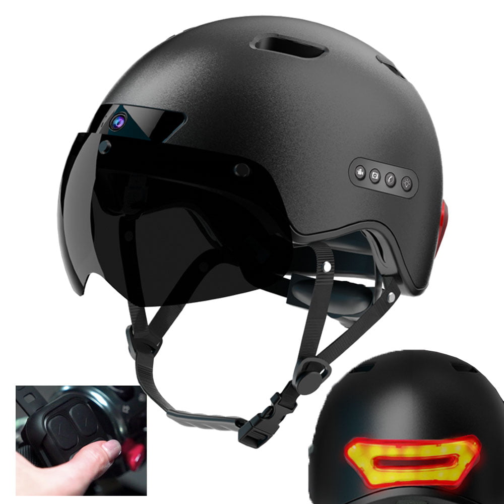 Indigi Smart Helmet | Urban | Adult: Men. Women | Full HD Front Camera and Rear LED Lights | Turn Signals | Auto Brake Lights | Bluetooth