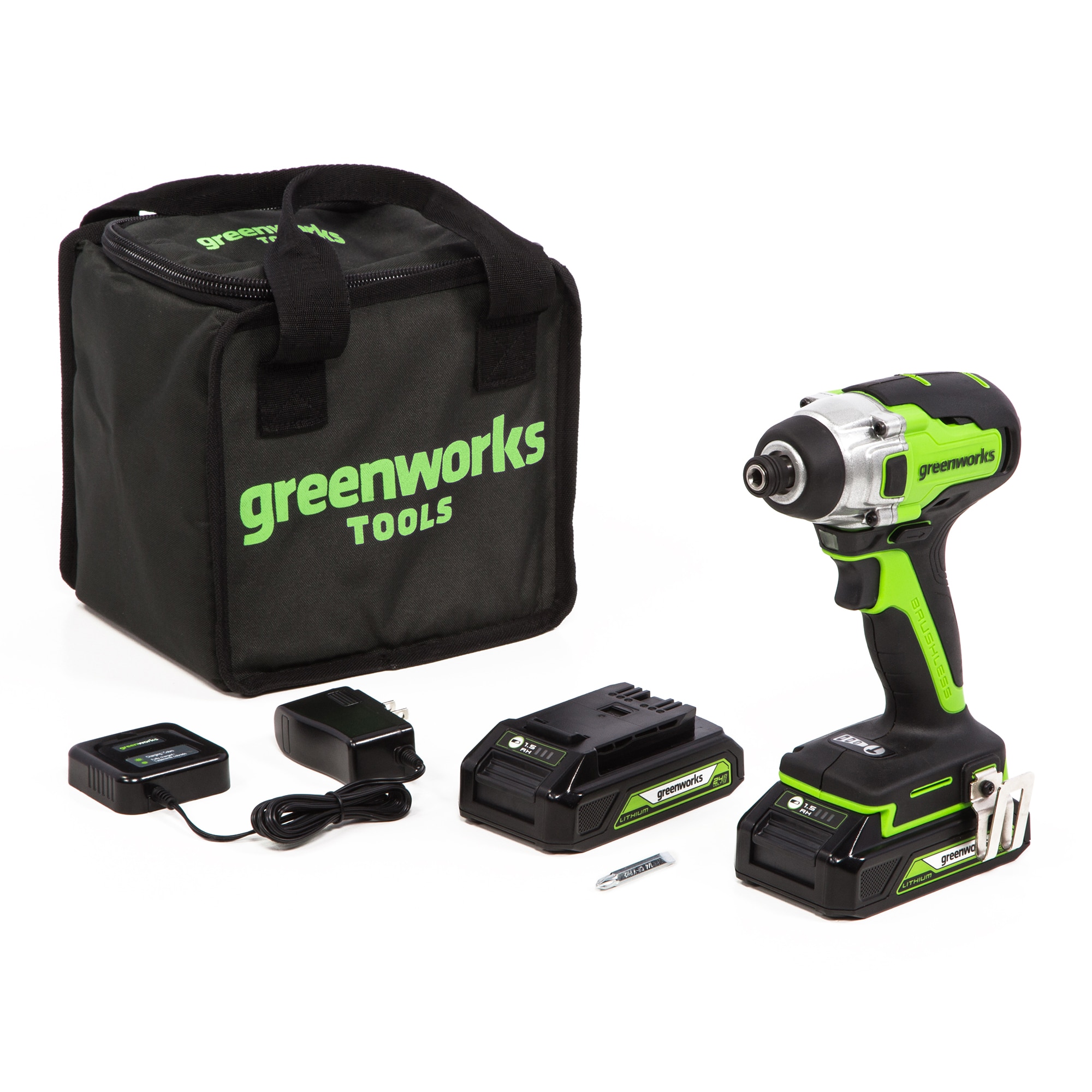 Greenworks 24-volt 1/4-in Variable Speed Brushless Cordless Impact Driver (2-Batteries Included)