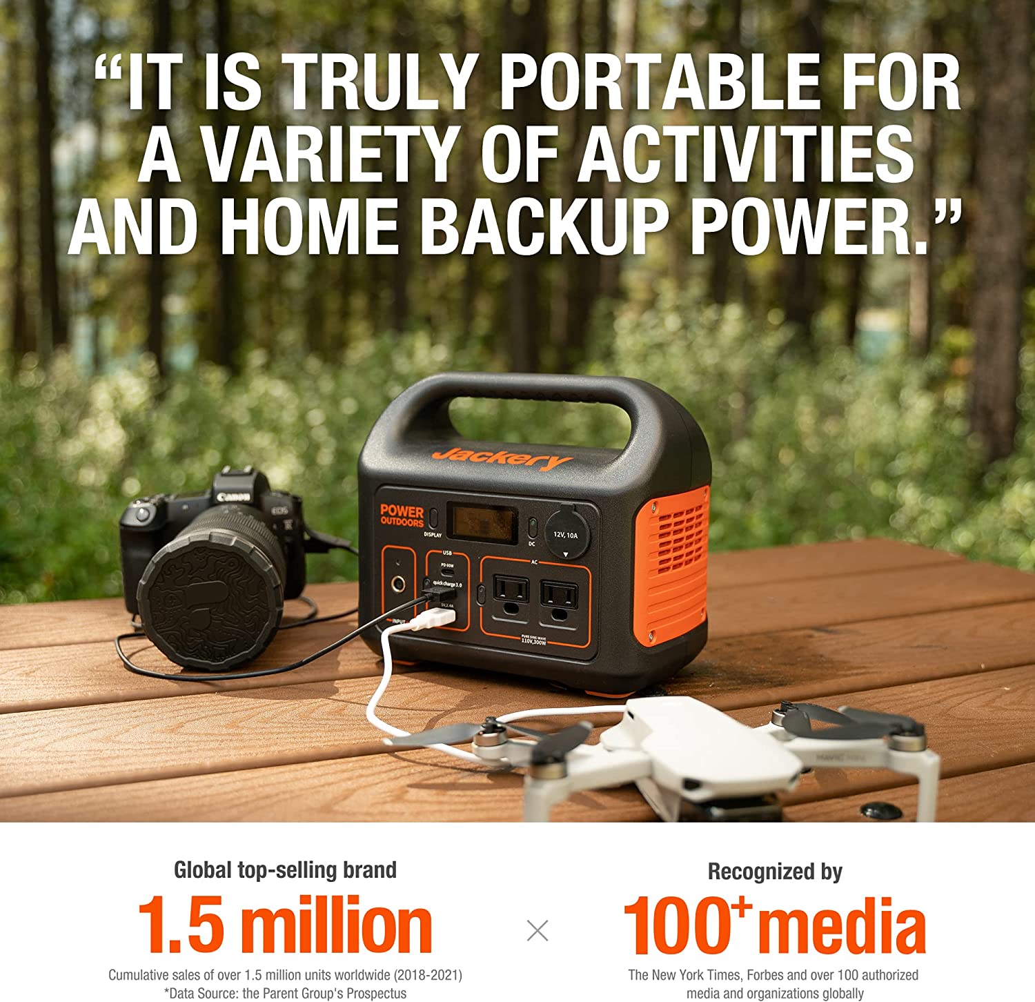 Jackery Portable Power Station Explorer 300. 293Wh Backup Lithium Battery. 110V/300W Pure Sine Wave AC Outlet. Solar Generator
