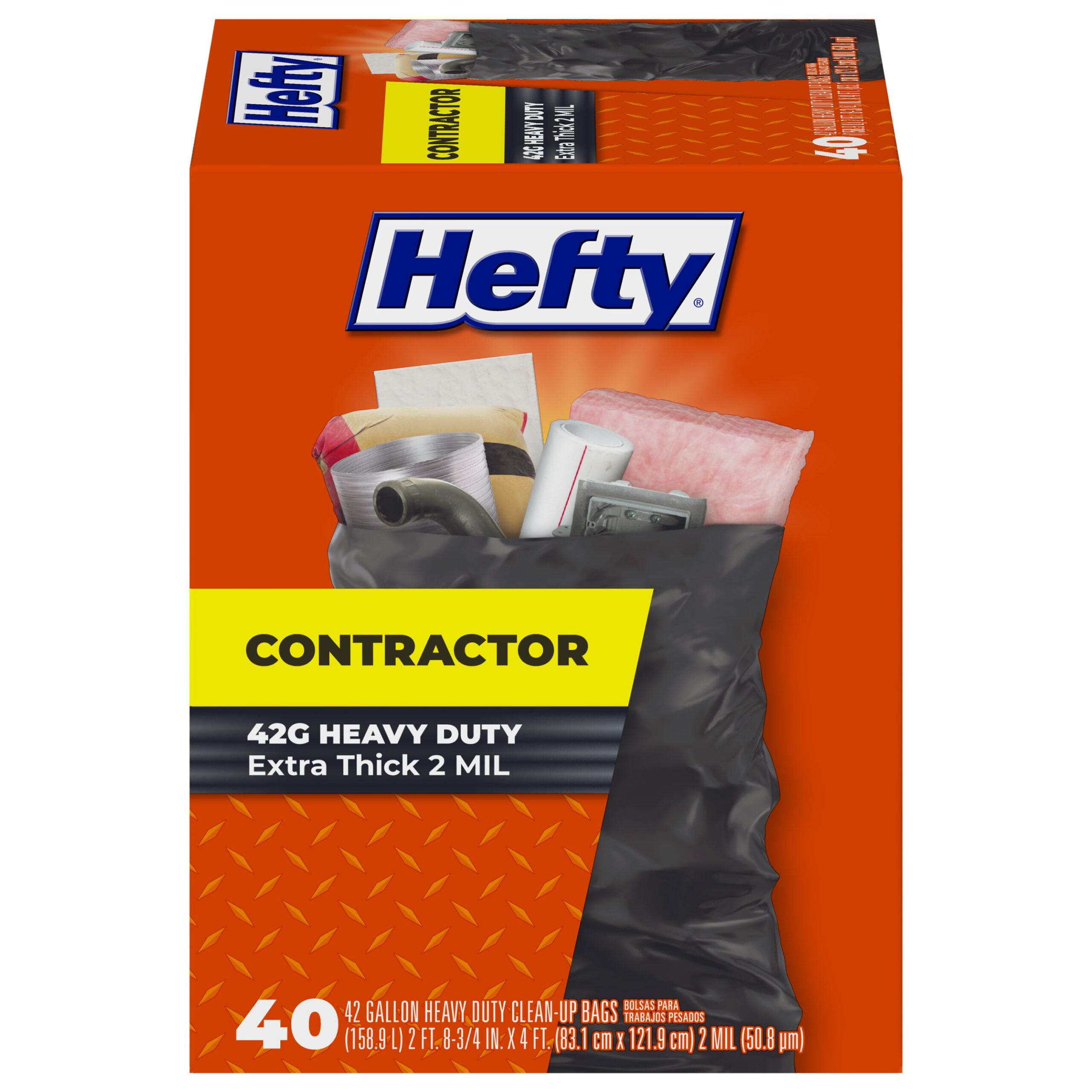 Hefty Heavy Duty Contractor Extra Large Trash Bags. 42 Gallon. 40 Count