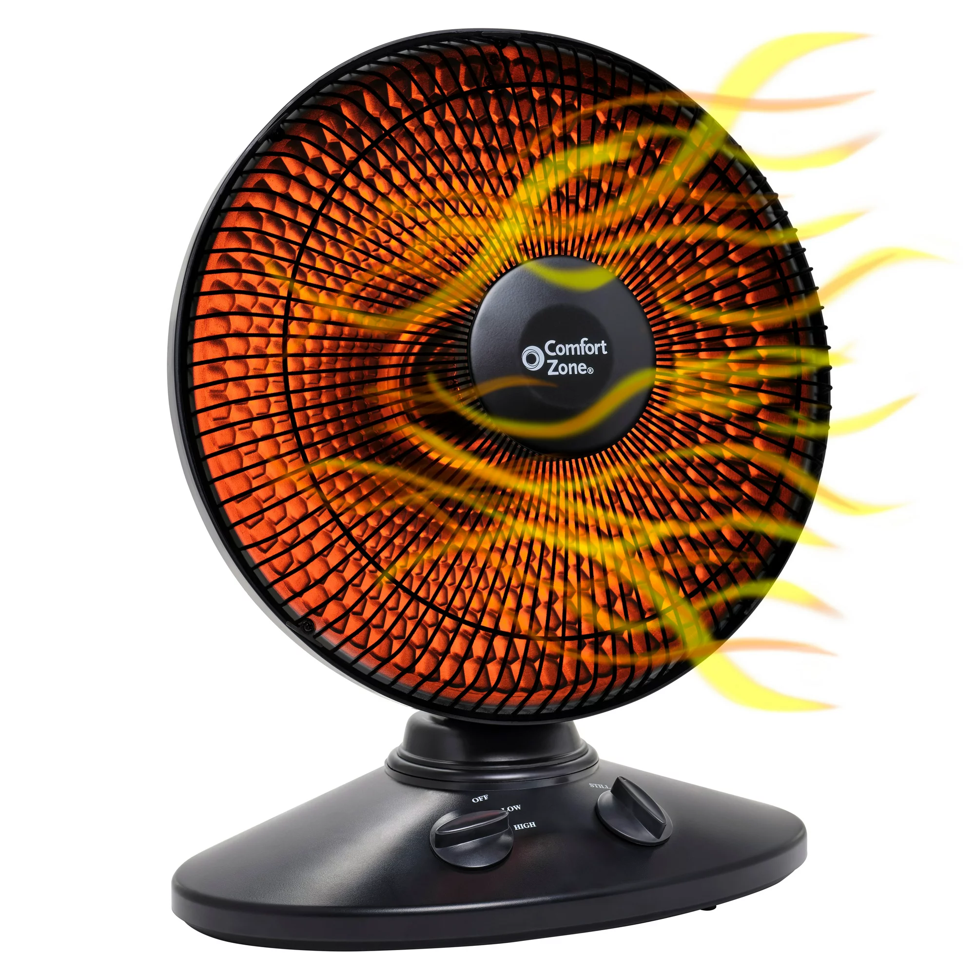 Comfort Zone CZ998 700/1000-Watt Oscillating Parabolic Dish Radiant Electric Portable Space Heater . Black