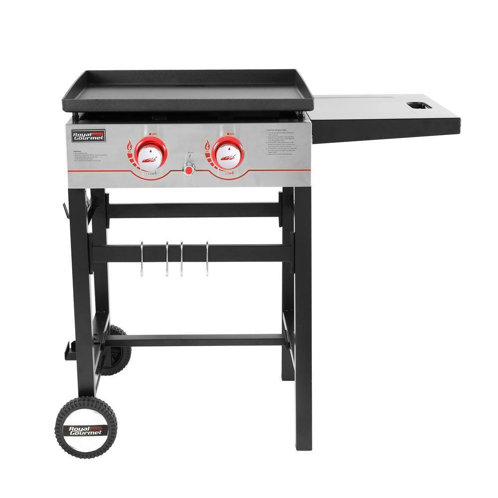 Royal Gourmet GB2000 2 Burner Propane Gas Grill Griddle with Fixed Side Tables
