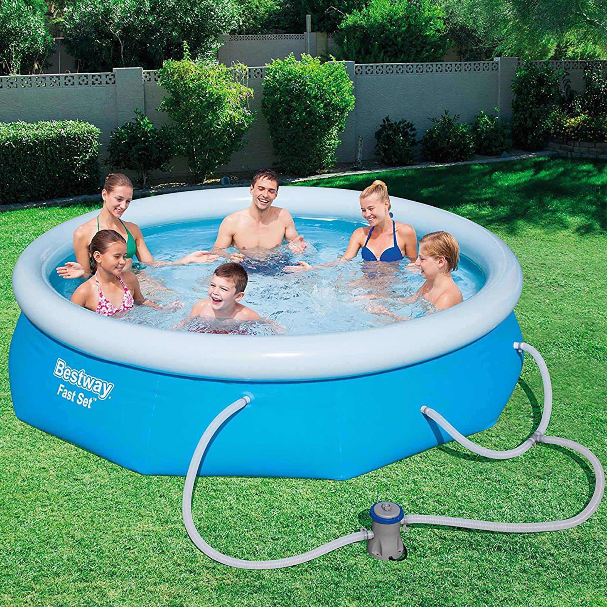 Bestway Fast Set Swimming Pool Set with 330 GPH Filter Pump. 10′ x 30″