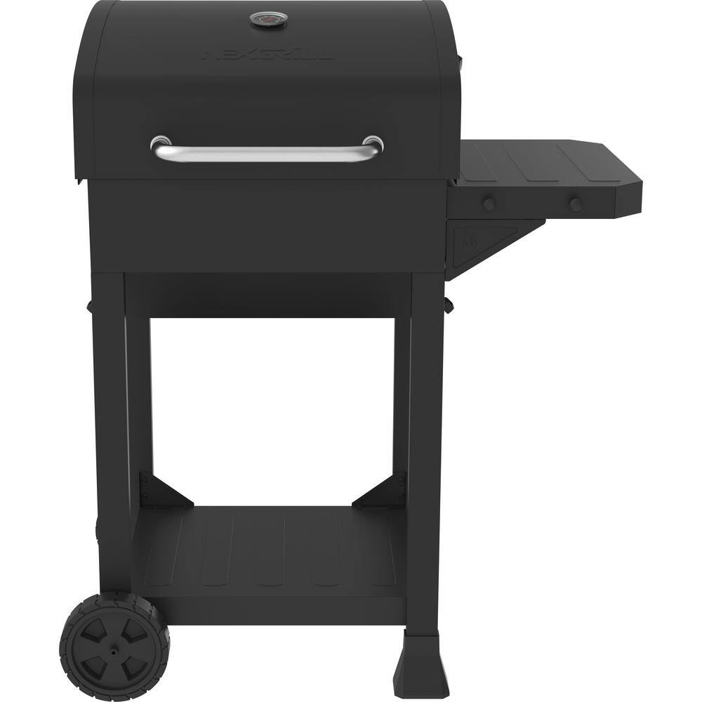 Nexgrill 810-0047 Cart-Style Charcoal Grill in Black with Side Shelf