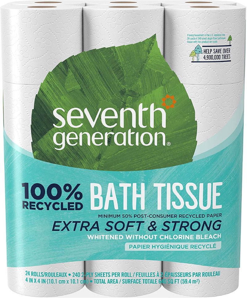 Seventh Generation White Toilet Paper 2-Ply. 24 Count. 240 Sheets. 2 Pack