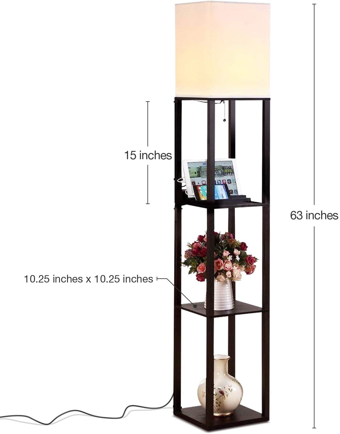 Brightech  63-in Classic Black Shelf Floor Lamp