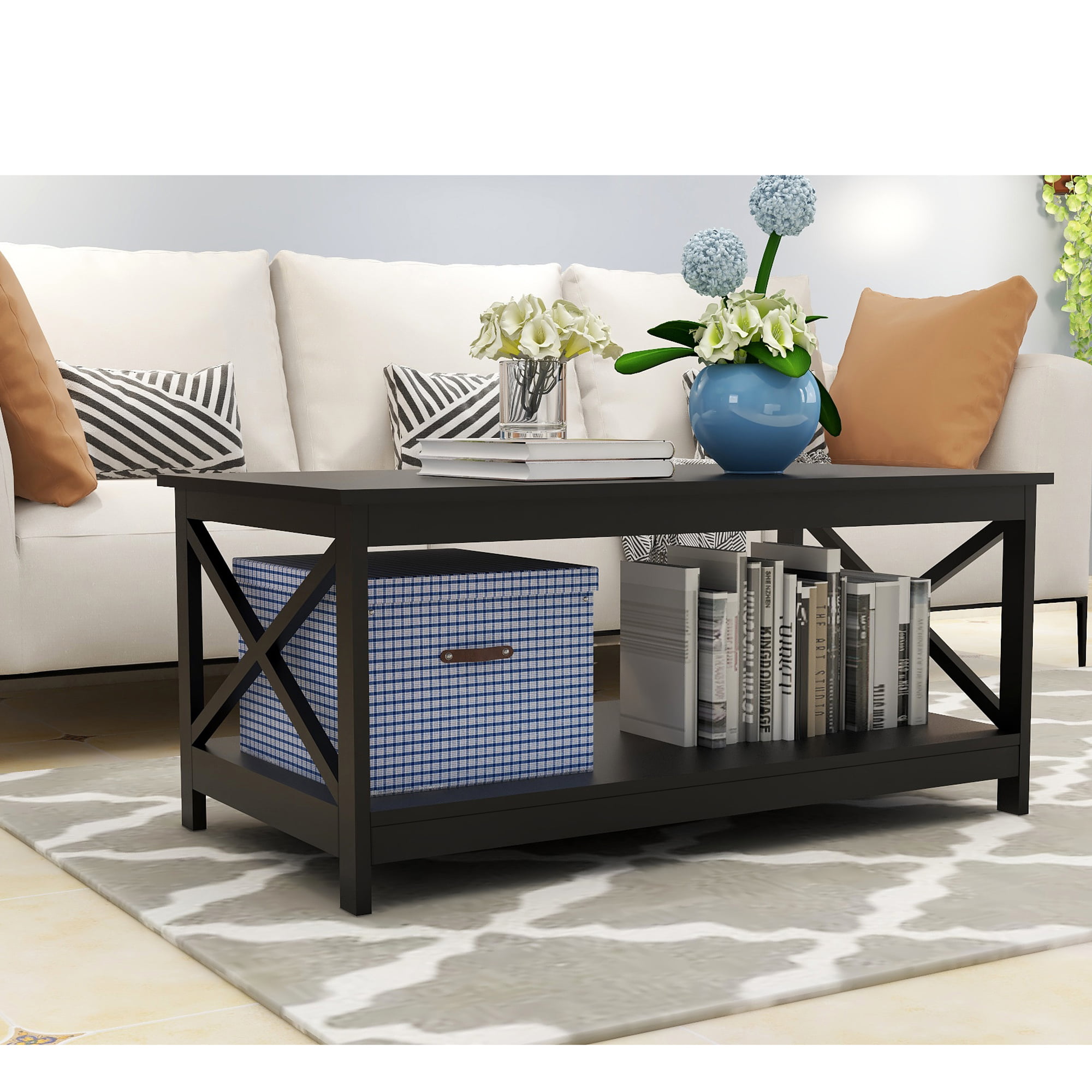 Sanshome Coffee Table Oxford End Table-Black Color