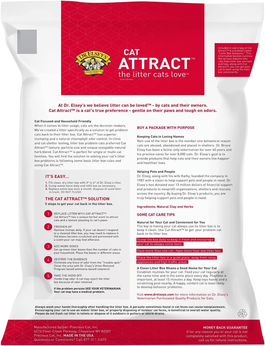Dr. Elsey-s Cat Attract Clumping Clay Cat Litter. 40 lbs.