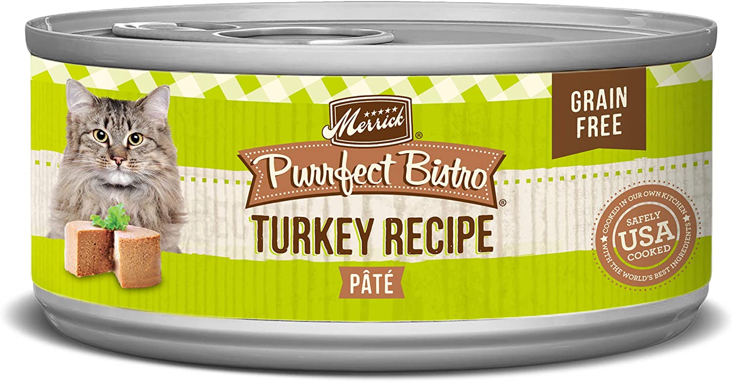 Merrick Purrfect Bistro Grain Free Canned Wet Cat Food - Turkey Pate - 5.5 Ounce (Pack of 24)